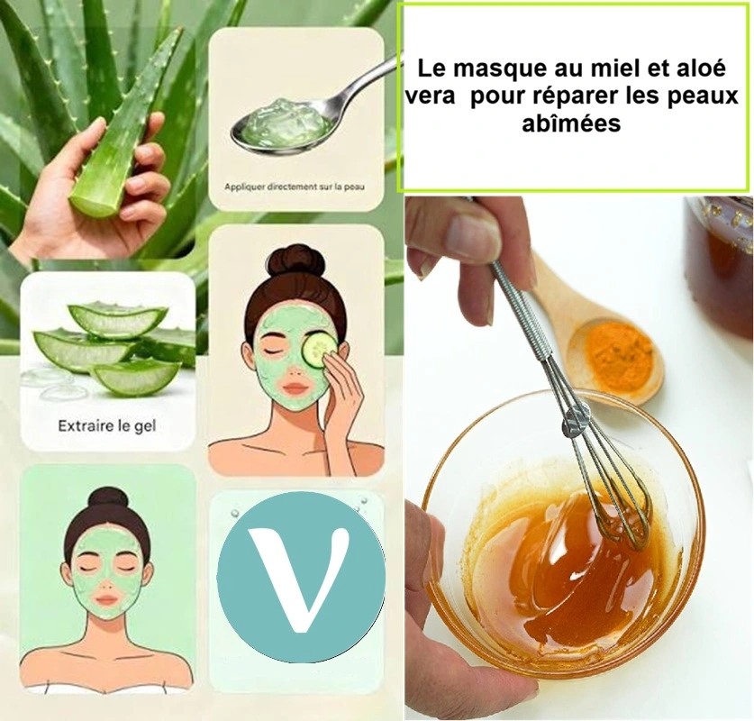 Le masque fait maison au miel et à l'aoe vera pour réparer les peaux abîmées